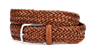 Men's Patina Gold Braided Leather Belt - NORTHGATE SILVER