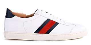 White Men's leather Trainers - MAYWOOD