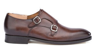 Patina Chocolate Double Buckle Shoes - CHIGWELL