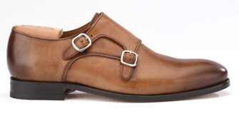 Patina Cognac double Buckle Shoes - CHIGWELL