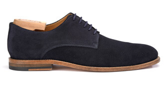 Navy Suede Derby Shoes - Leather outsole - HILPERTON