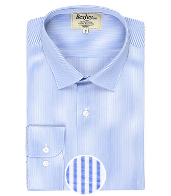 Shirt with thin blue stripes - Straight collar - AUBERTIN CLASSIC