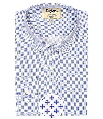 White shirt printed - blue patterns - Straight collar - BERANGER