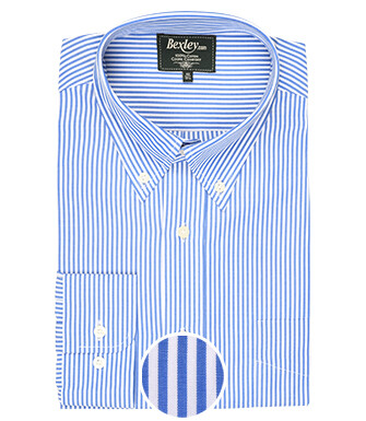 Cotton shirt with blue stripes - American collar - MARLON