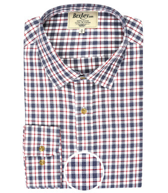 Flannel shirt with blue and red checks - EDMOND