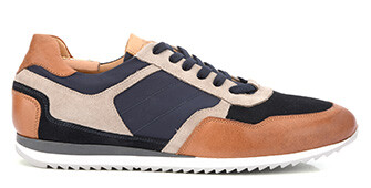 Patina Chestnut and Navy suede Men's Trainers - CORUNNA