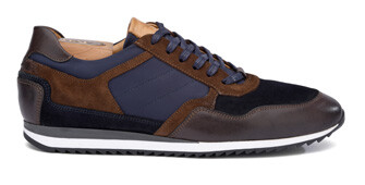 Chocolate and Navy suede Men's Trainers - CORUNNA