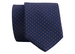 Silk tie with square Pattern Navy and brown