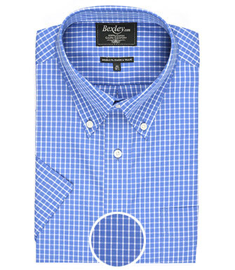 Blue shirt with white checks - Pocket - TRAVIS MC