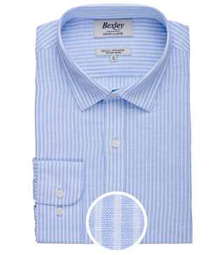 Soft Blue & White striped cotton linen shirt - EDIBERT