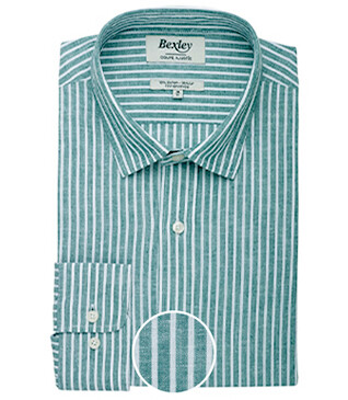 Green Chambray & White cotton linen shirt - EDIBERT