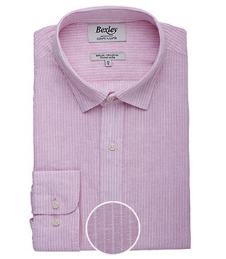 Pink & White trim cotton linen shirt - EDIBERT