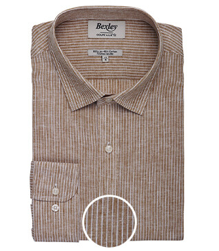 Camel Chambray with White Trim cotton linen shirt - EDIBERT