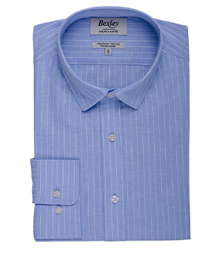 Blue & White trim cotton linen shirt - EDIBERT