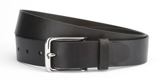 Men's Black Leather Belt - WESTWOOD II SILVER