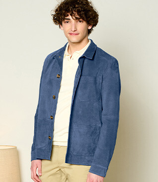 Blue Leather Jacket - FAUSTIN