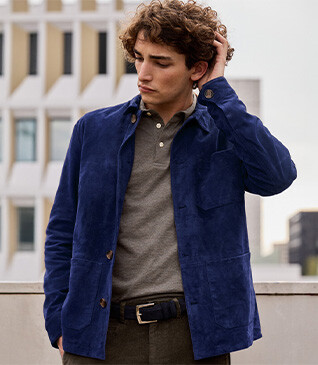 Indigo Blue Leather Jacket - FAUSTIN