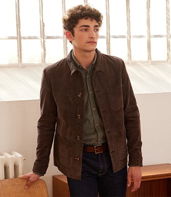 Men's Brown Suede Leather Jacket  - FAUSTIN