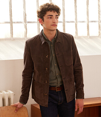 Men's Brown Suede Leather Jacket - FAUSTIN