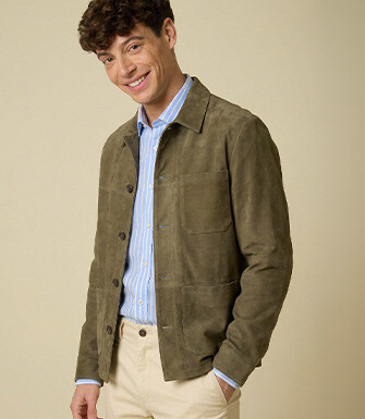 Khaki  Leather Jacket - FAUSTIN