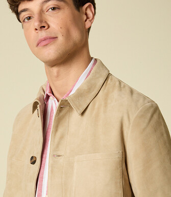 Light Beige  Leather Jacket - FAUSTIN