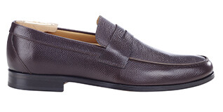 Chocolat Grainé Leather Loafers - DAVIES II