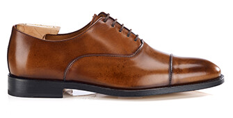 Men’s gold patinated leather Oxford shoes - WINFORD