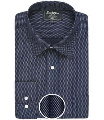Navy printed Cotton shirt with beige prints - ALBÉRIC