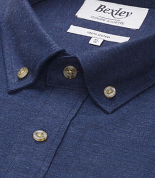 Navy Flannel shirt with Pocket - ALEXANDER