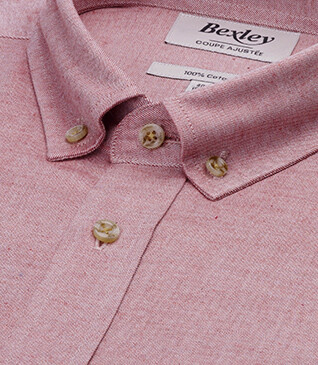 Dark Coral Flannel shirt with Pocket - ALEXANDER