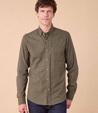 Dark Green Flannel shirt with Pocket - ALEXANDER