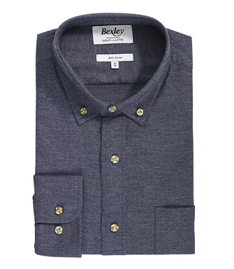 Anthracite Melange Flannel shirt - Pocket - ALEXANDER
