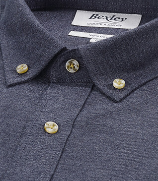 Anthracite Melange Flannel shirt with Pocket - ALEXANDER