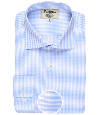 White shirt with blue thin checks - SALVATORE