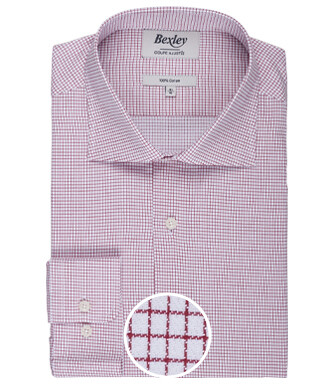 White shirt with red thin checks - SALVATORE