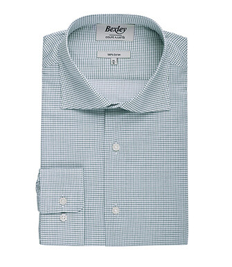 White shirt with Dark Green thin checks - SALVATORE