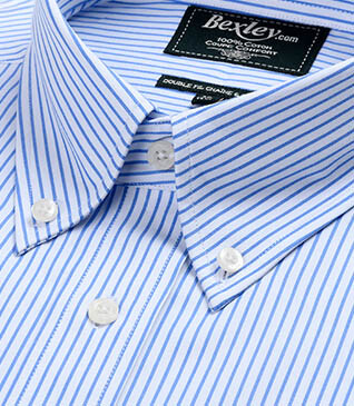 White shirt with blue stripes - Chest pocket - BRODERICK