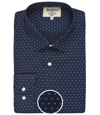 Navy Printed shirt with sky blue patterns - LÉONCE