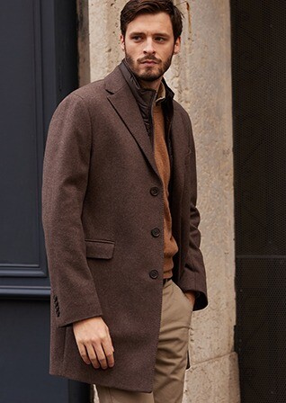 Chocolate Men's wool/cashmere coat - HONORÉ II