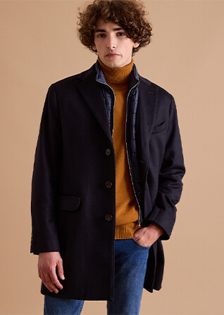 Navy Men's winter wool/cashmere coat - HONORÉ II
