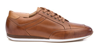 Patina Chestnut Men's leather Trainers - BELBARA