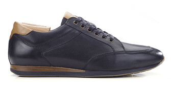 Patina Black Men's Leather Trainers - BELBARA