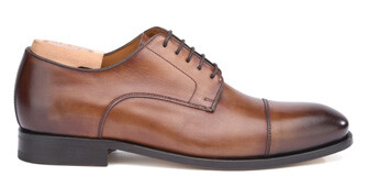 Patina Cognac Derby Shoes - Leather outsole - GILWELL