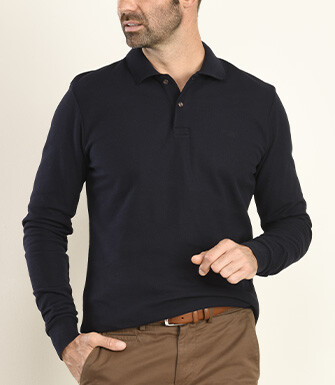 Navy Men's long sleeve polo shirt - ANDY II ML