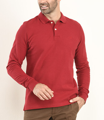 Red Men's long sleeve polo shirt - ANDY II ML