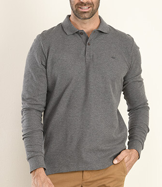 Anthracite Men's long sleeve polo shirt - ANDY II ML