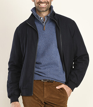 Men's Navy Wool Winter Jacket - CORBYN