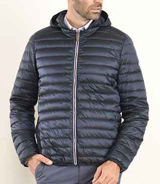 Men's Navy Lightweight Hooded Down Jacket - SIVERT