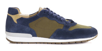 Blue Suede & Khaki Leather Trainers - CANBERRA II