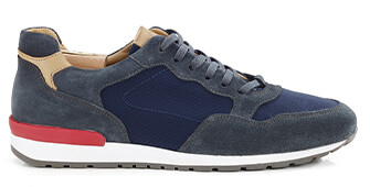 Dark Green Suede & Navy Trainers - CANBERRA II